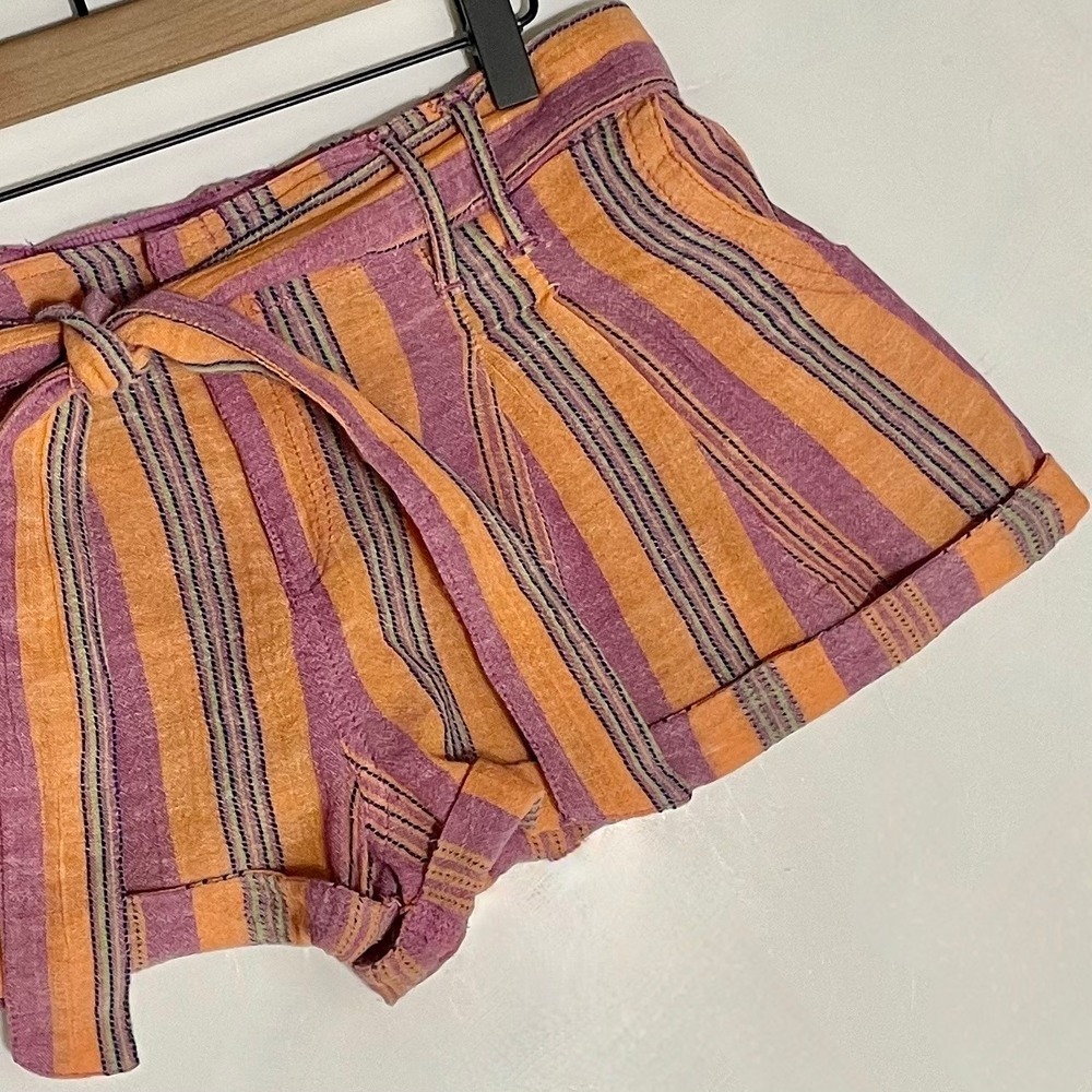 FREE PEOPLE Barbados Bloom Belted Cuffed Shorts‎ Tropical Stripes Vacation 6 - Picture 5 of 15